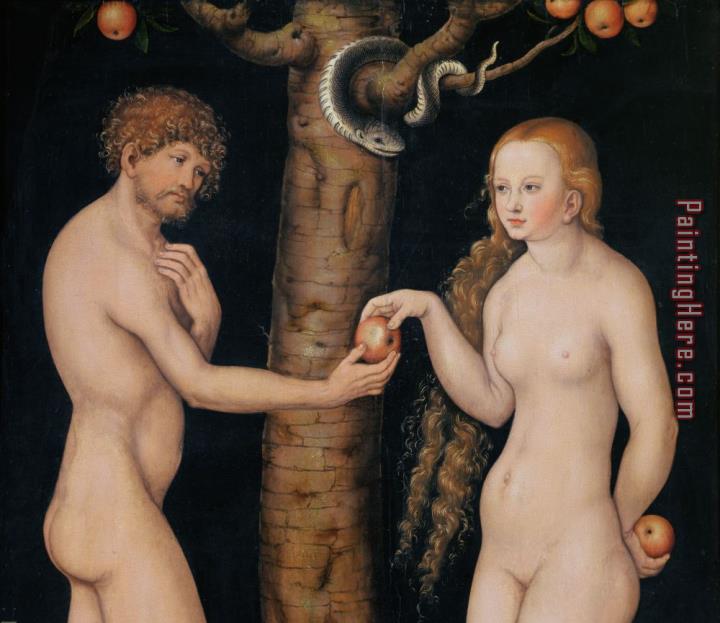 The Elder Lucas Cranach Eve Offering The Apple to Adam In The Garden of Eden